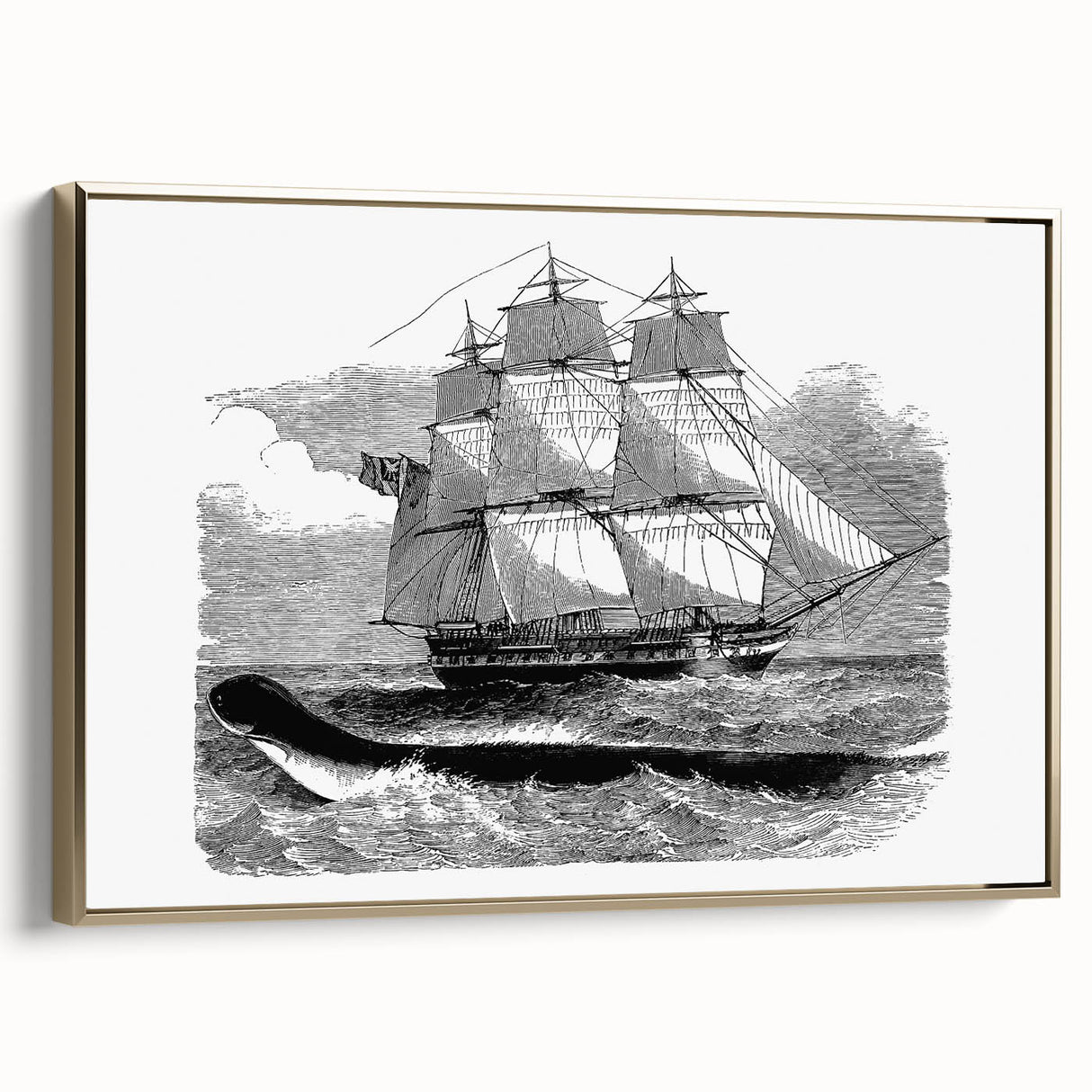 Majestic Realism Art Print of H.M.S. Daedalus and Sea Serpent – Classical Nautical Wall Art