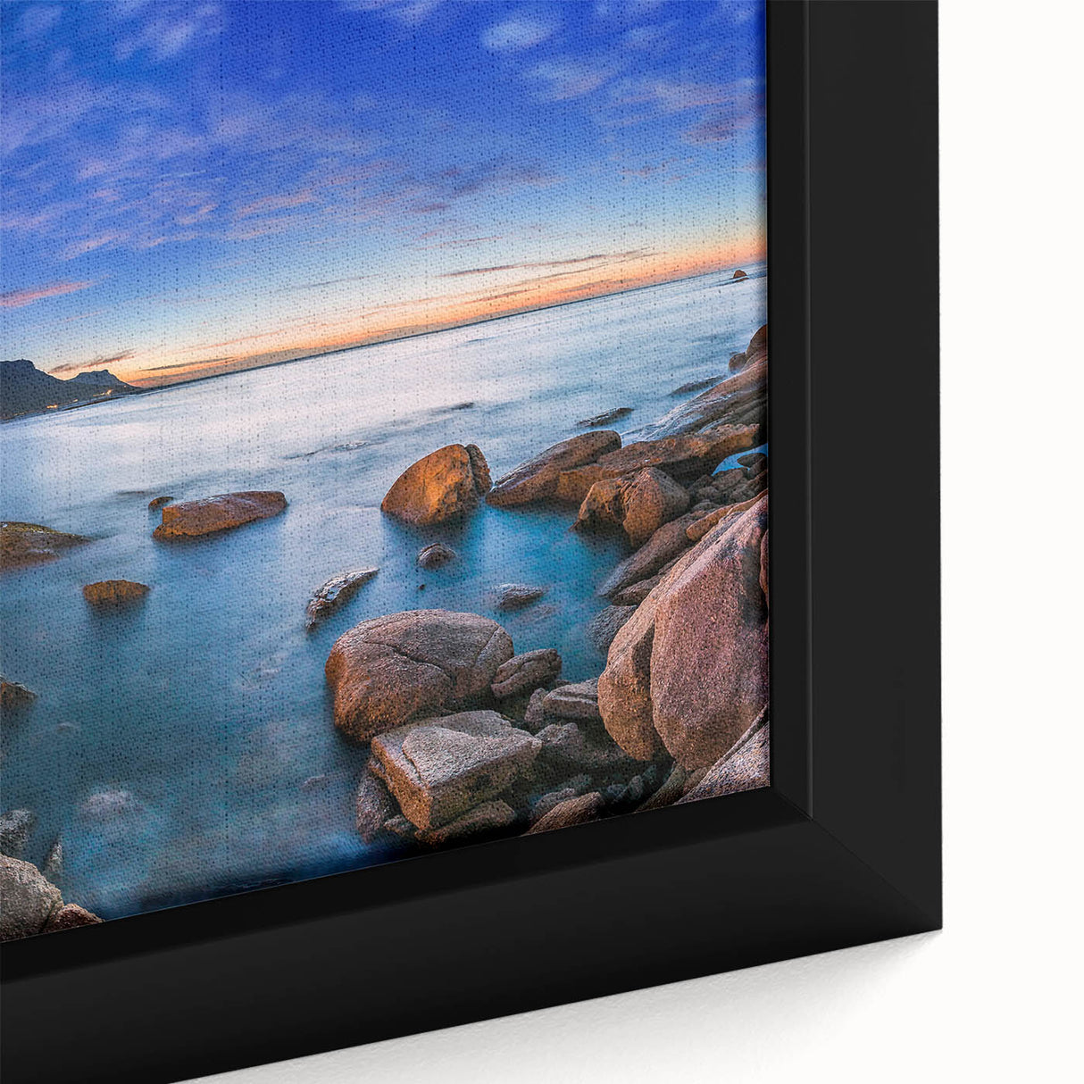 Extra large framed canvas featuring a textured depiction of a South African landscape in vibrant colors.