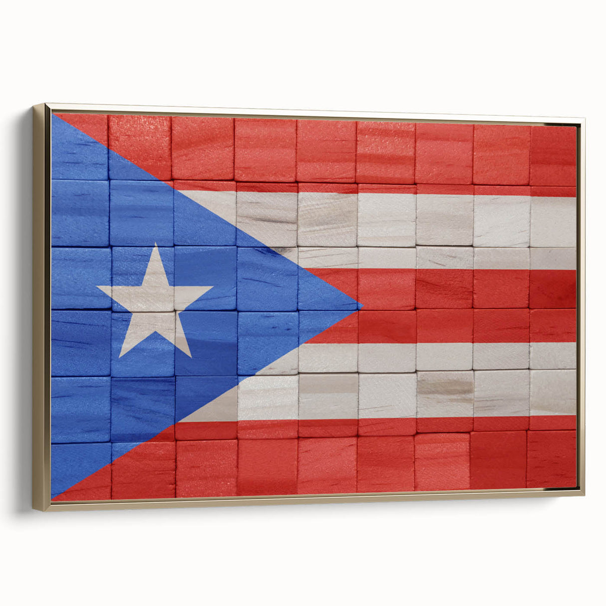 Framed canvas featuring a vintage-style landscape painting of a Caribbean Puerto Rican scenery, ideal for bedroom wall art.