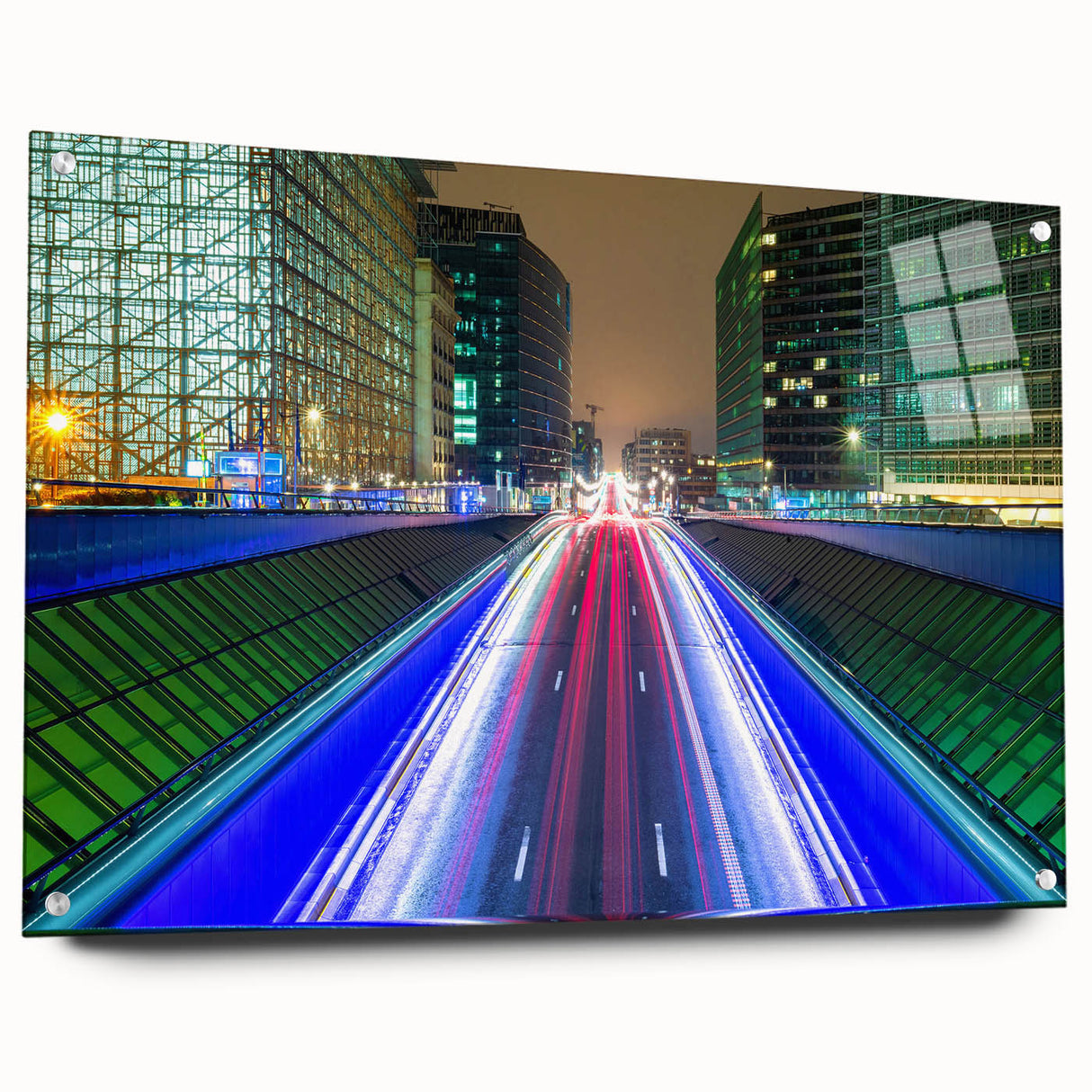 Acrylic print of a European scenery in muted earth tones, suitable for dining room or bedroom decor.