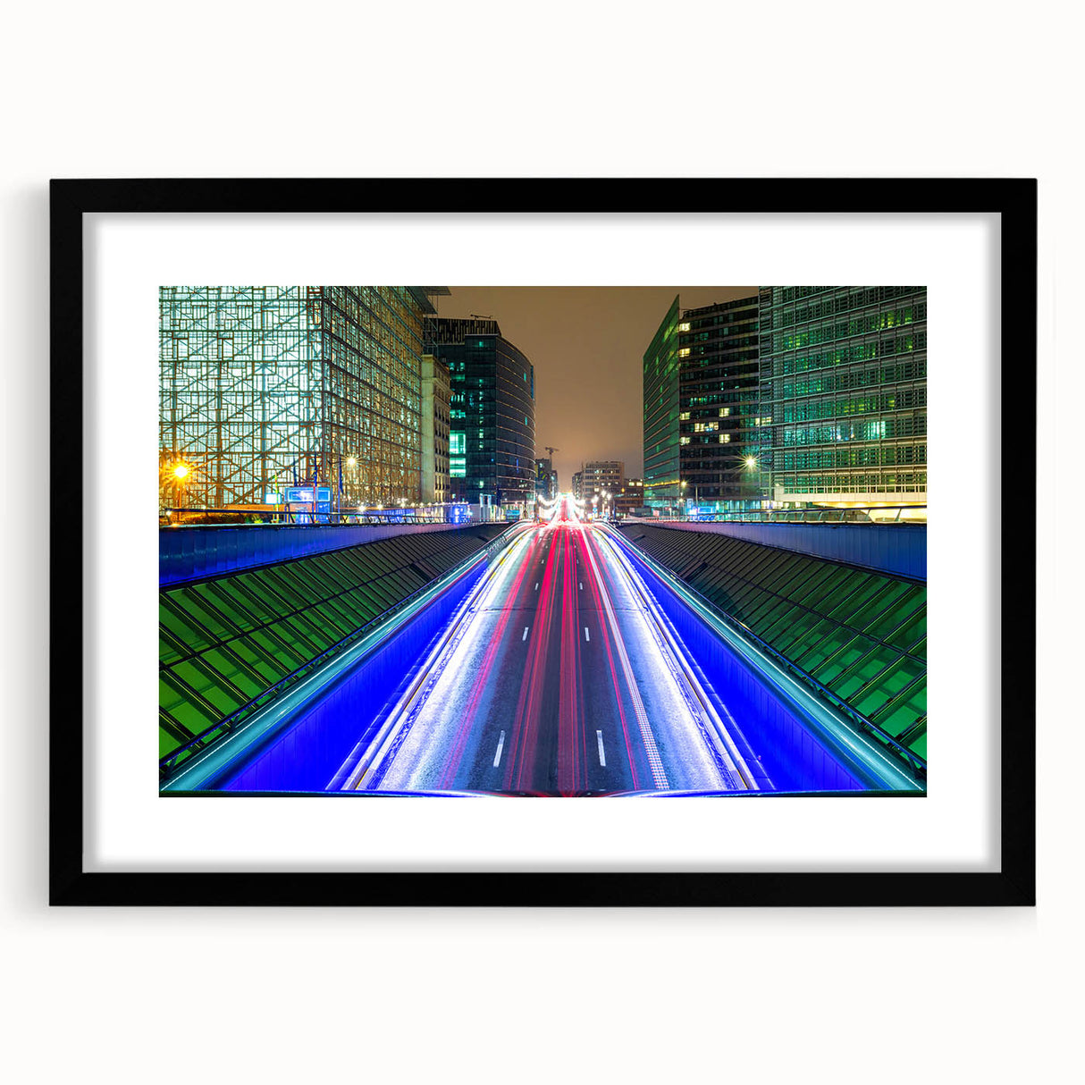 Extra large framed abstract art print depicting colorful, textured scenery of Europe, ideal for living room decor.