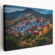 Large art piece depicting a vibrant Oaxaca, Mexico scenery on stretched canvas, suitable for kitchen wall art.