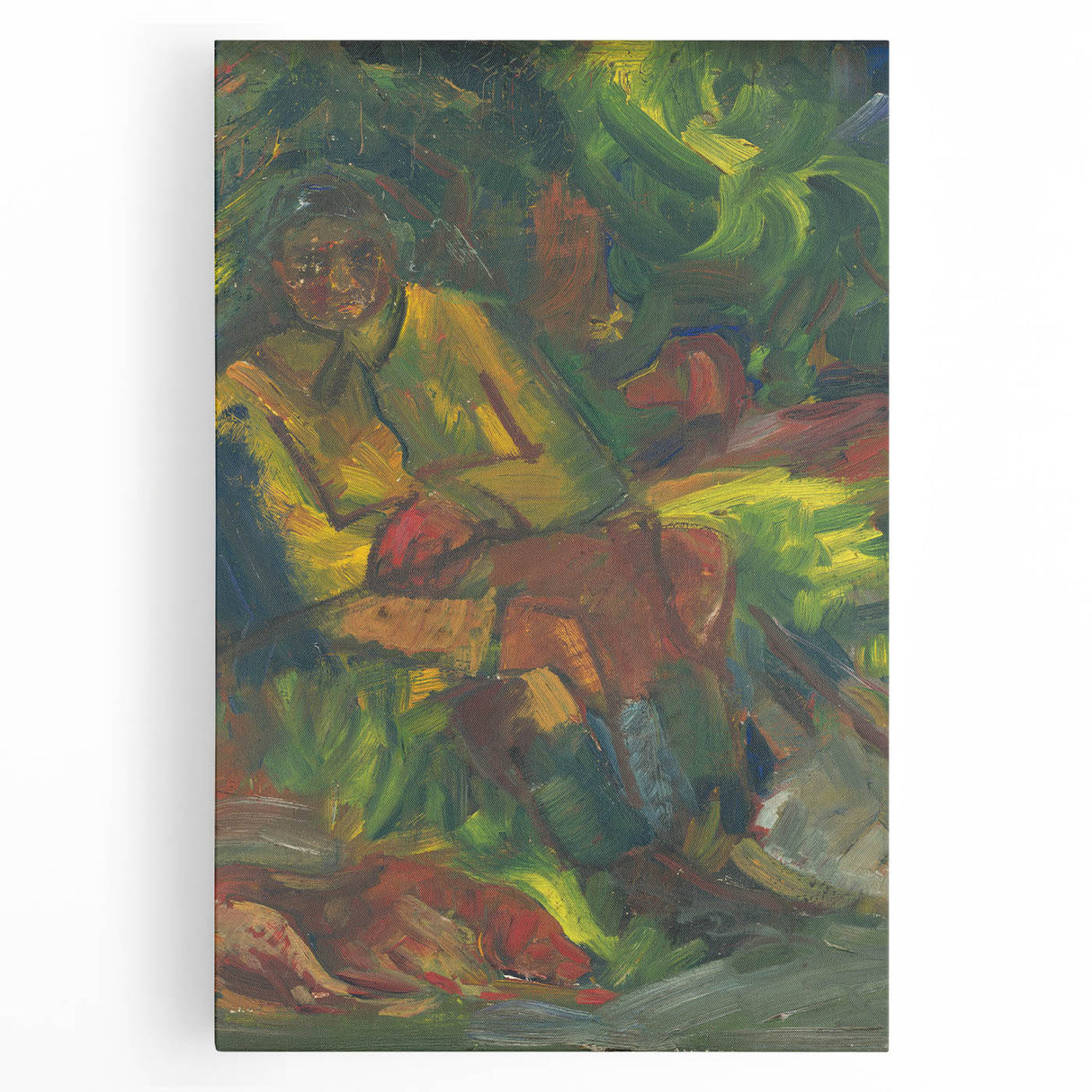 Expressionist Art - Resting Hunter with Two Reclining Men