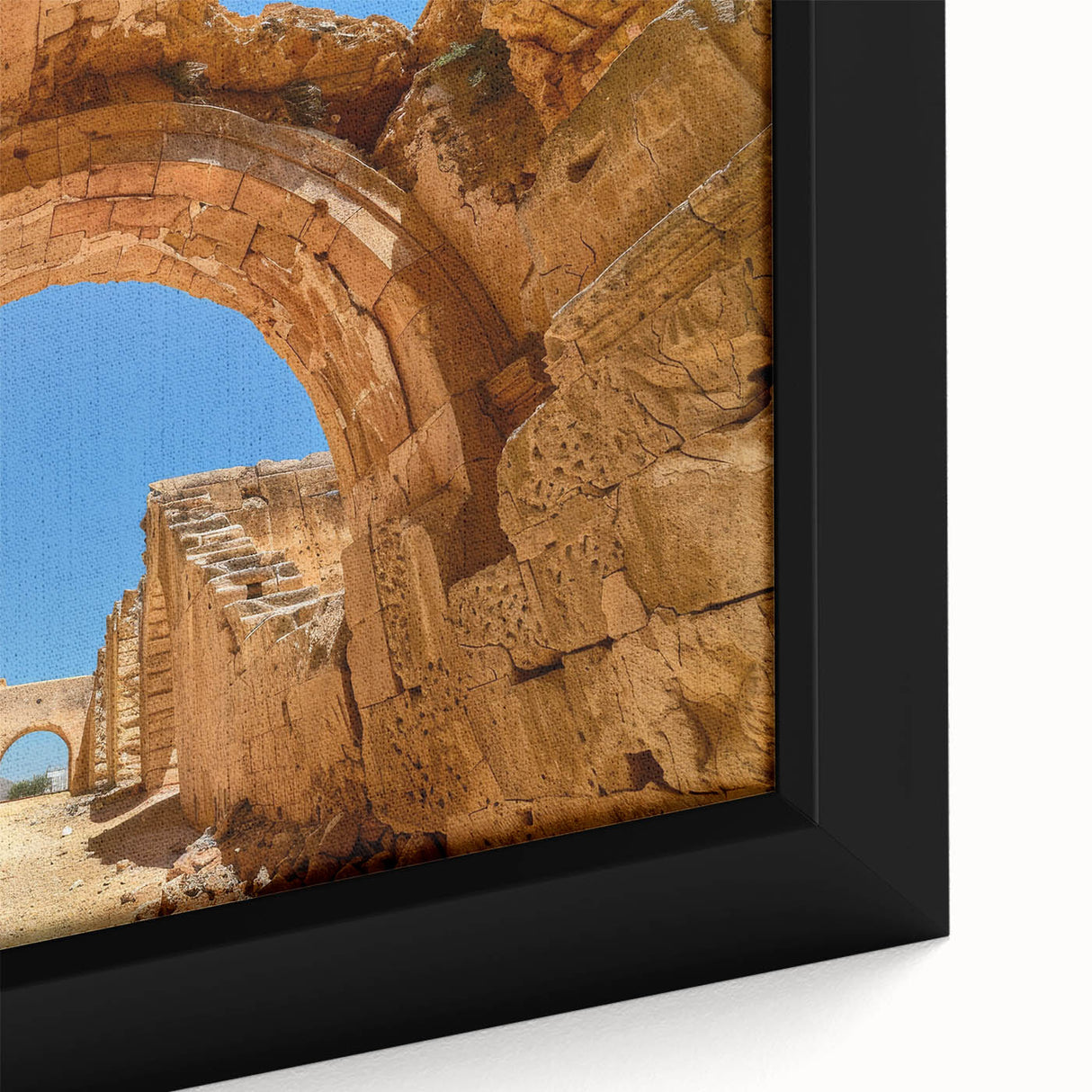 Extra large framed canvas featuring a textured depiction of the Ethiopian landscape in vibrant, colorful art tones.