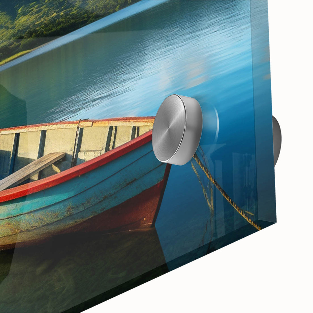 Large abstract wall art featuring a mid-century modernist style depiction of the Mauritian landscape in acrylic.