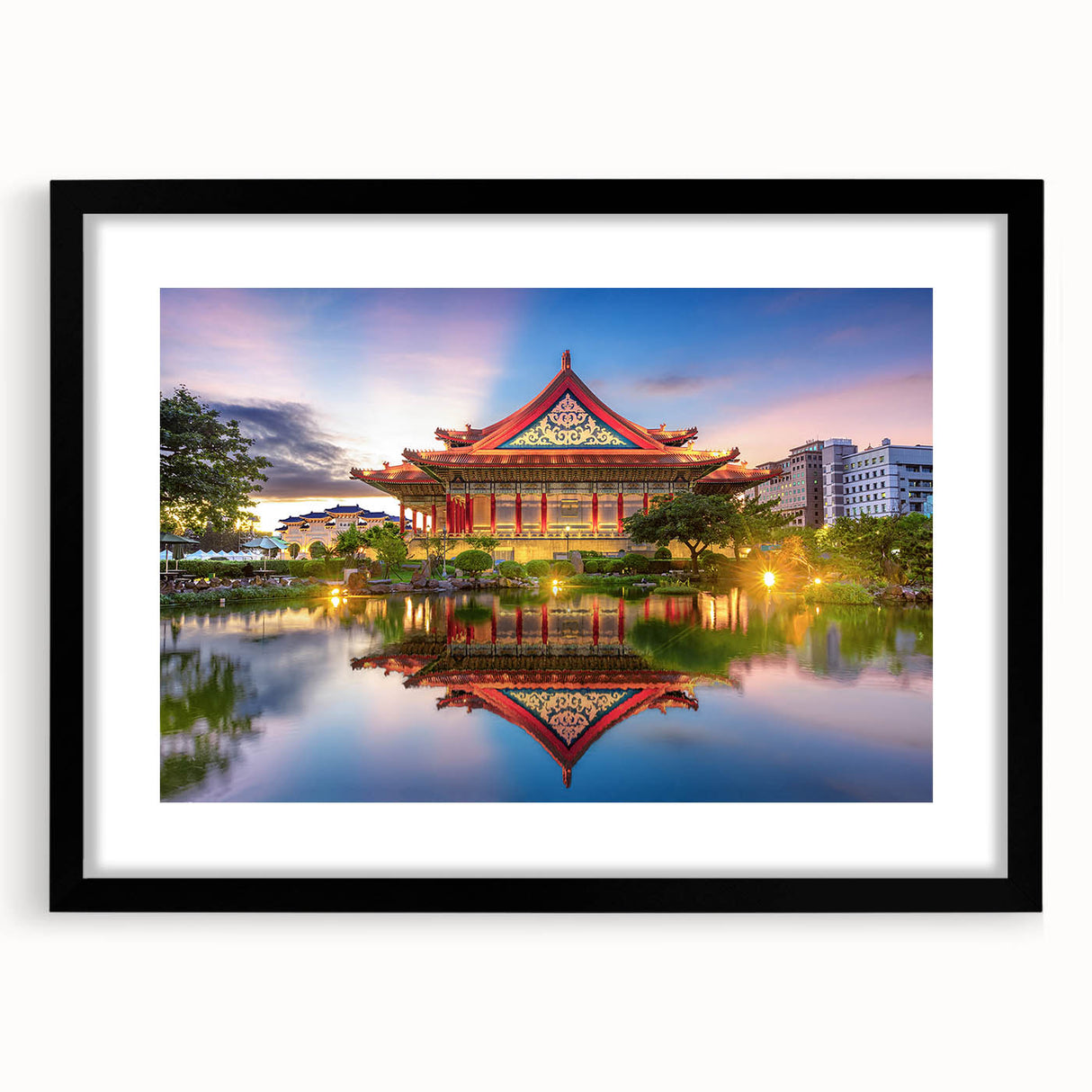 Extra large framed abstract art print featuring colorful, textured scenery of Taiwan, ideal for living room decor.