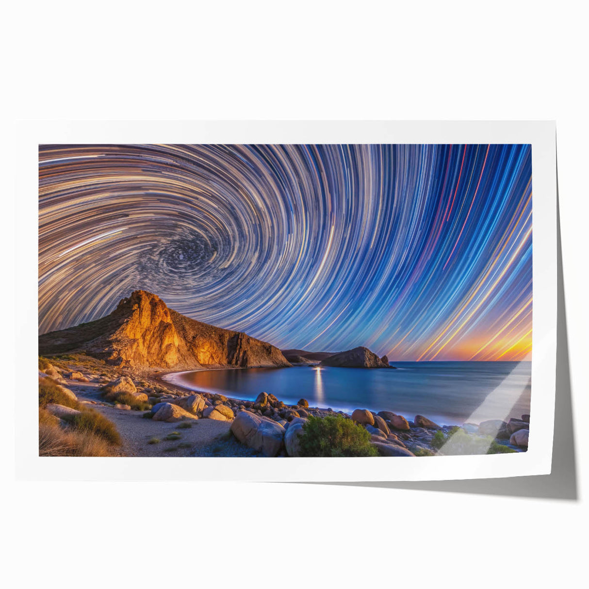 Extra large rolled print depicting Baja California scenery with vibrant floral elements, ideal for art wall dining room.