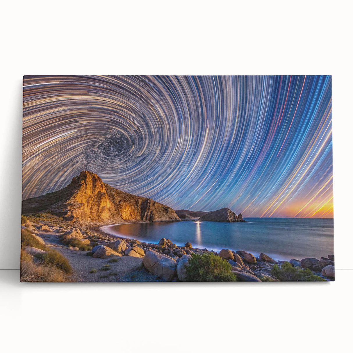 Black and white stretched canvas of Baja California scenery, suitable for kitchen wall art or bedroom ambiance.