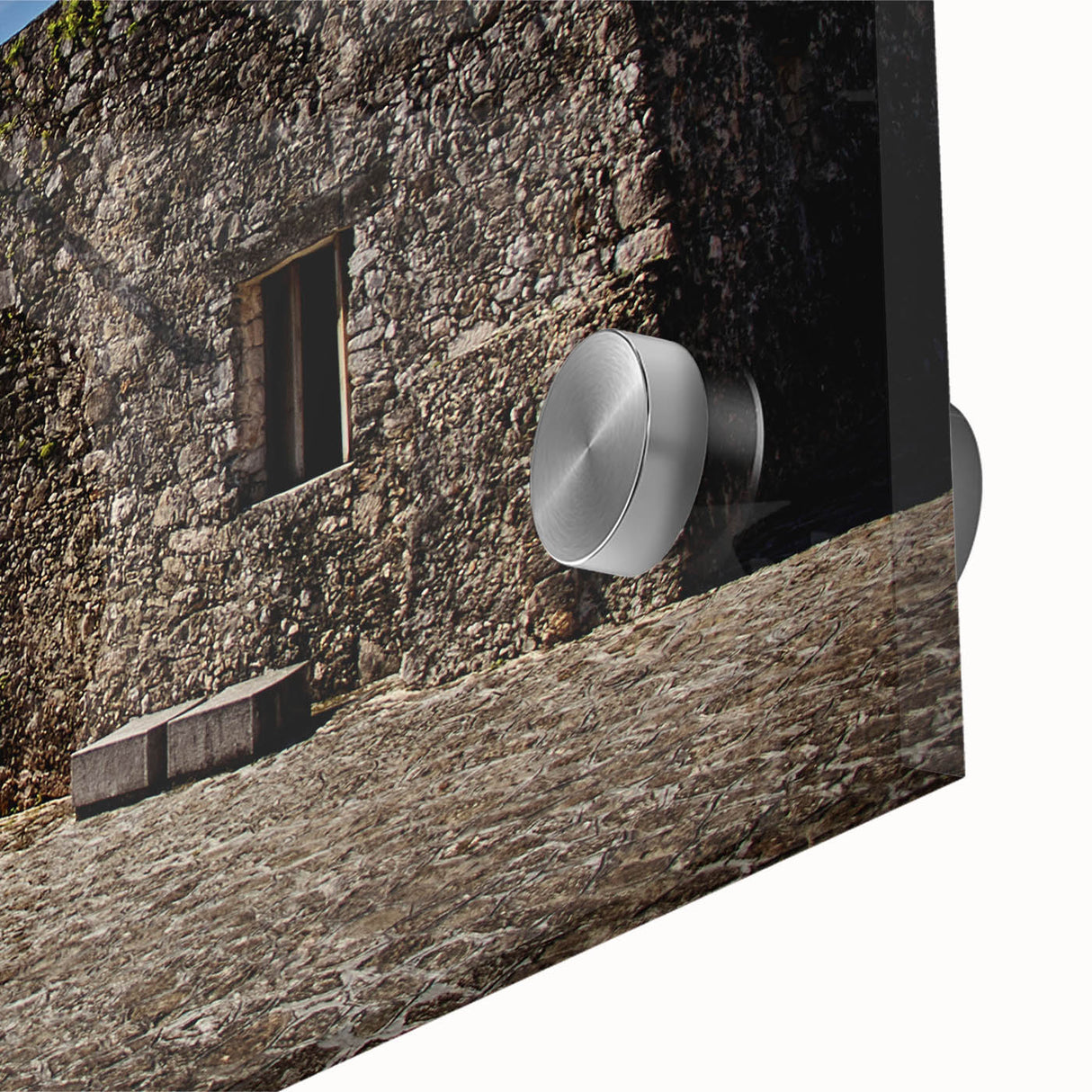 Large abstract wall art depicting Quintana Roo scenery in vibrant blues and greens on acrylic glass.