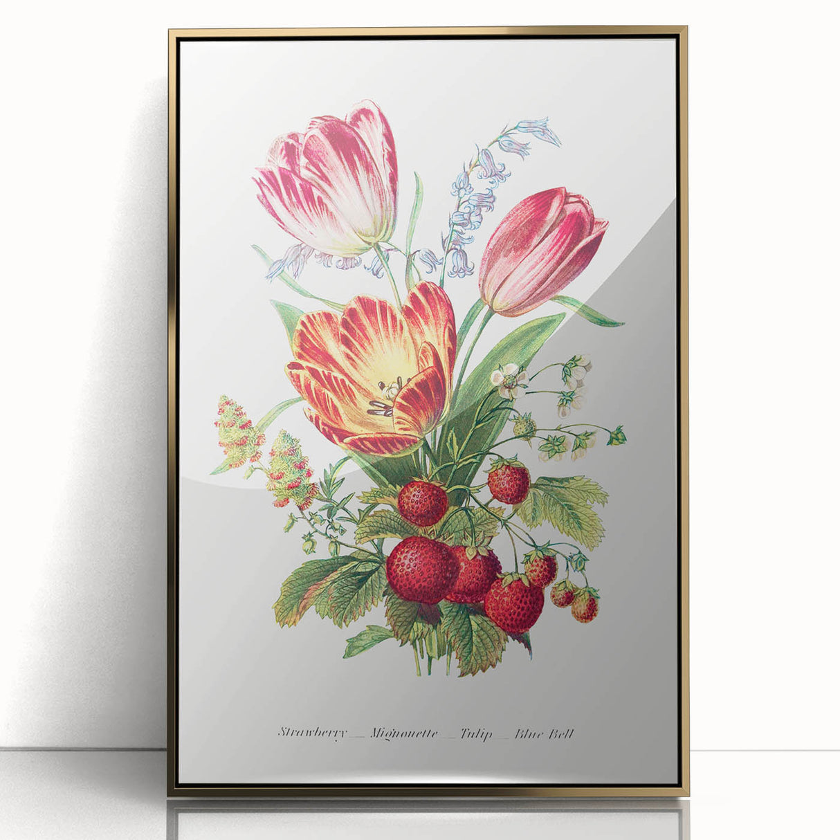 Classic Romantic Paintings - Strawberry and Tulip Art Print