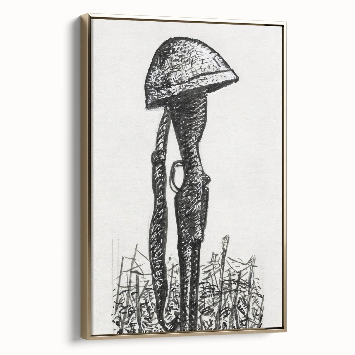 Expressionist Art - Rifle with Helmet in a Field by Leo Gestel