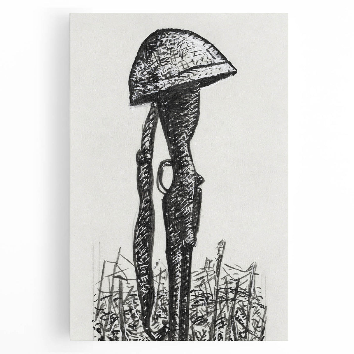 Expressionist Art - Rifle with Helmet in a Field by Leo Gestel