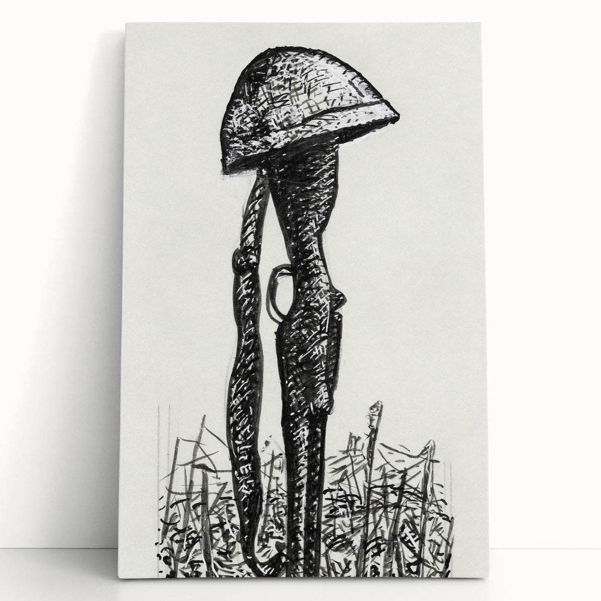 Expressionist Art - Rifle with Helmet in a Field by Leo Gestel