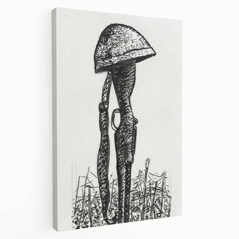 Expressionist Art - Rifle with Helmet in a Field by Leo Gestel