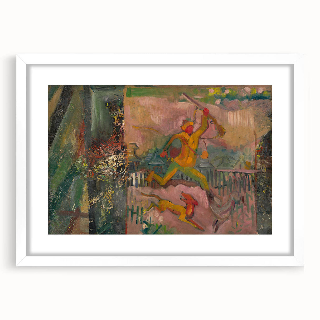 Expressionist Art - Running Hunter with Rifle by Arnold Peter Weisz-Kubínčan