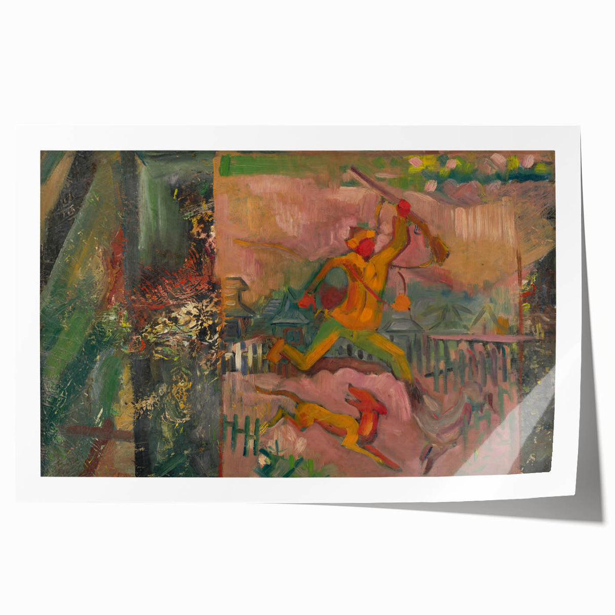 Expressionist Art - Running Hunter with Rifle by Arnold Peter Weisz-Kubínčan