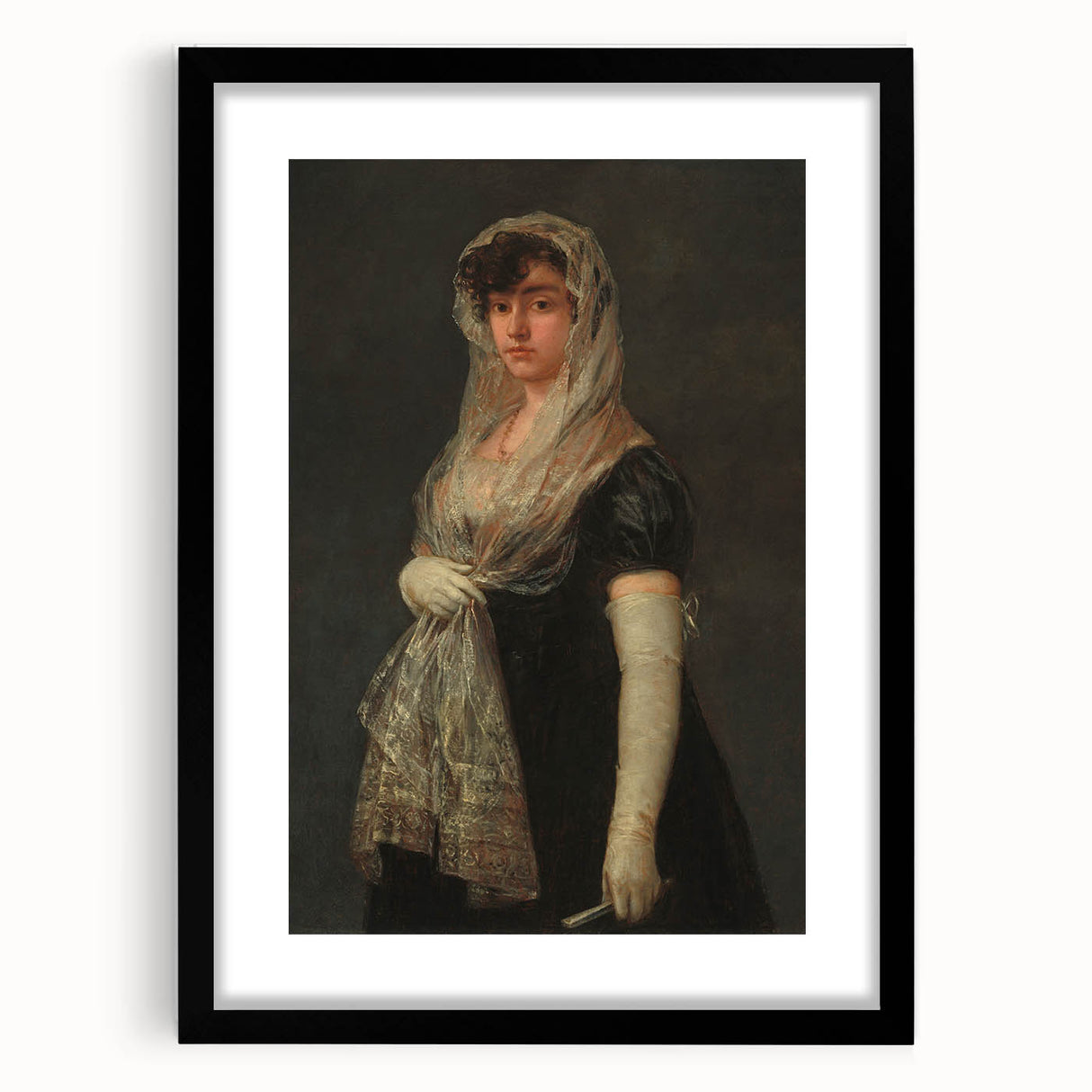 Romanticism Art - Young Lady Wearing a Mantilla by Francisco de Goya