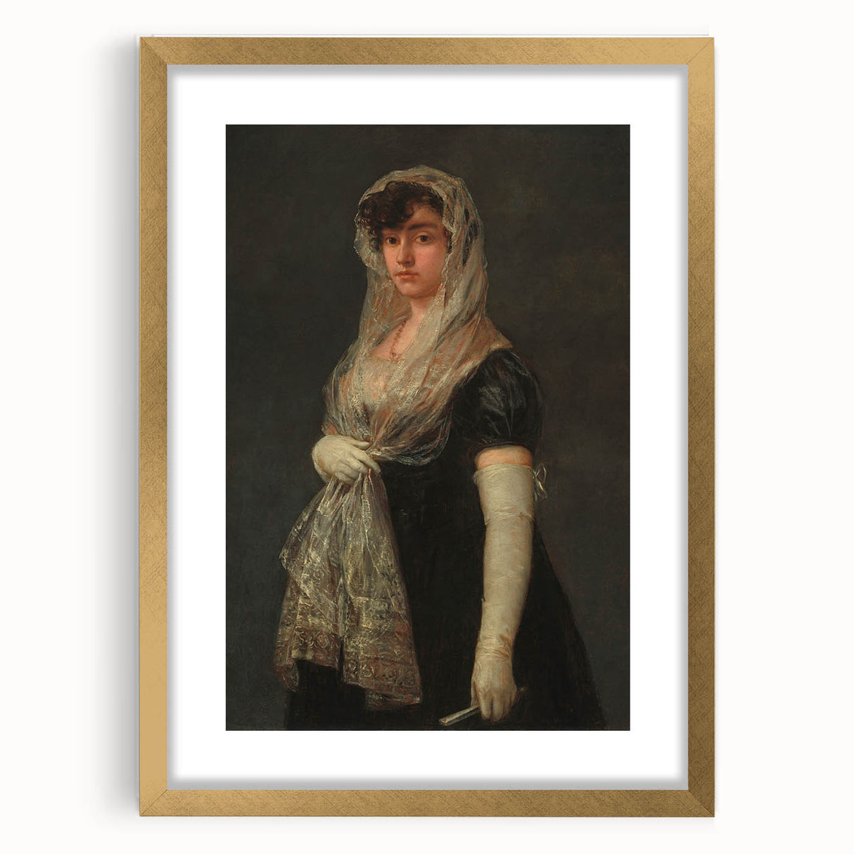 Romanticism Art - Young Lady Wearing a Mantilla by Francisco de Goya