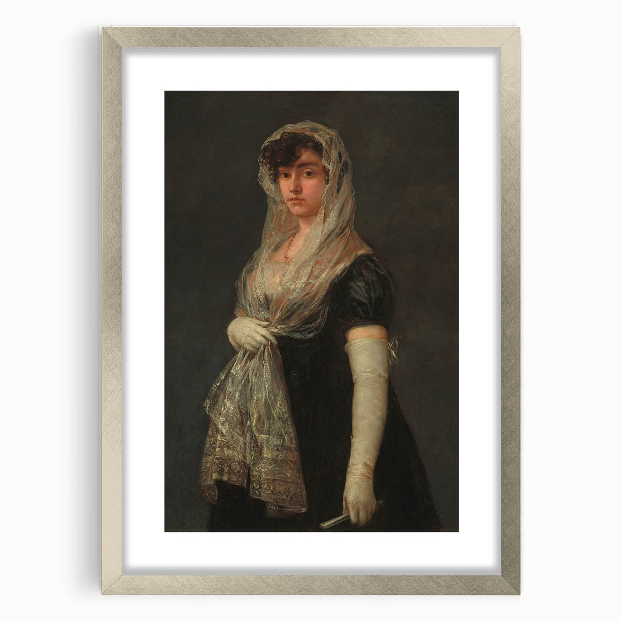 Romanticism Art - Young Lady Wearing a Mantilla by Francisco de Goya