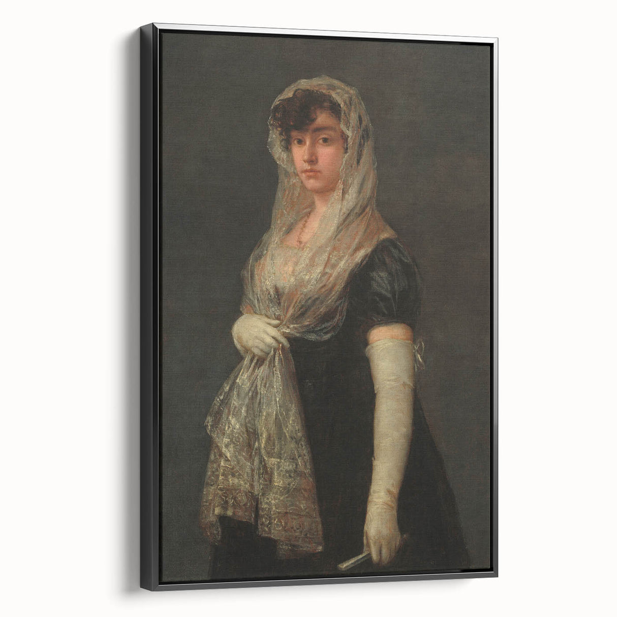 Romanticism Art - Young Lady Wearing a Mantilla by Francisco de Goya