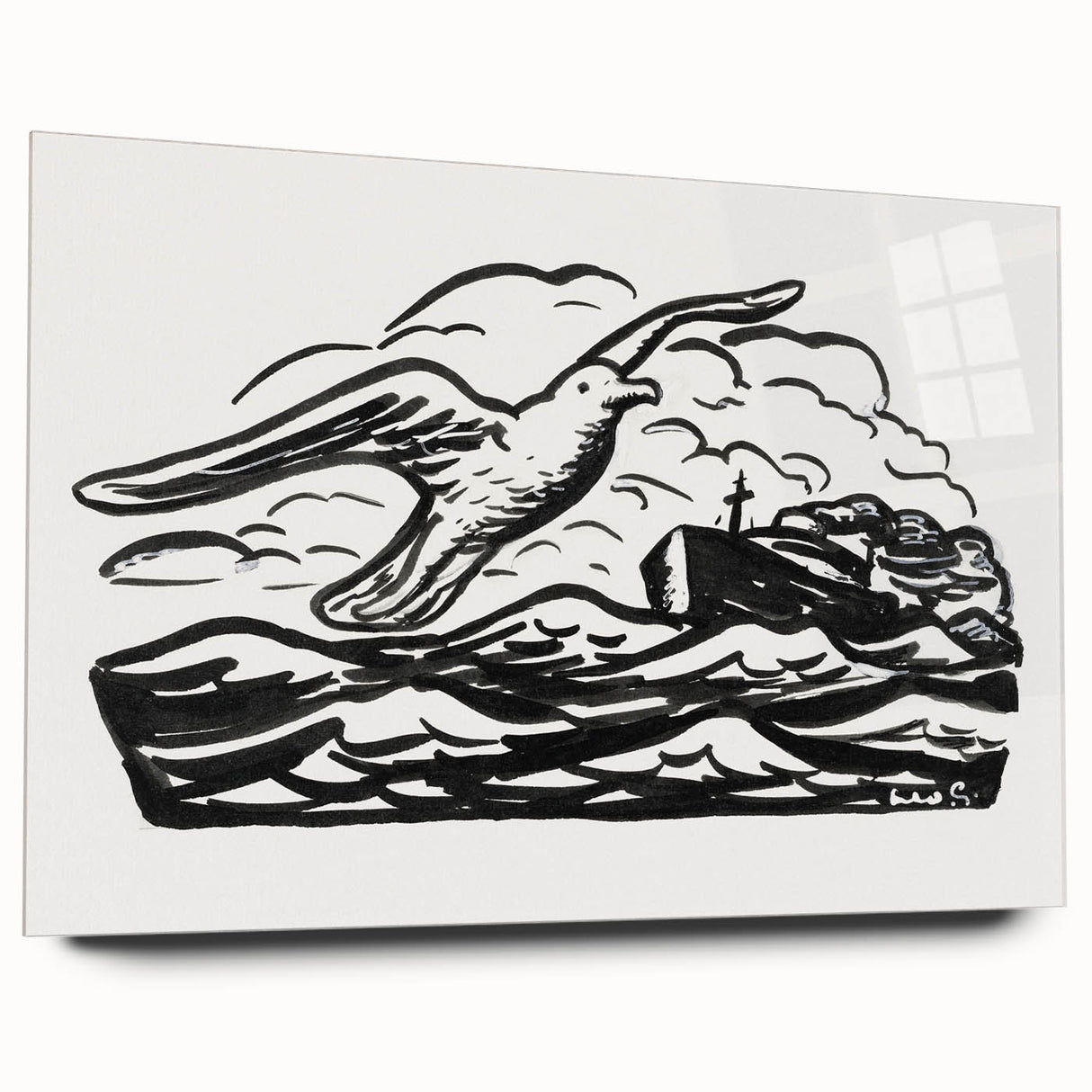 Expressionist Art - Seagull and Steamship at Sea by Leo Gestel