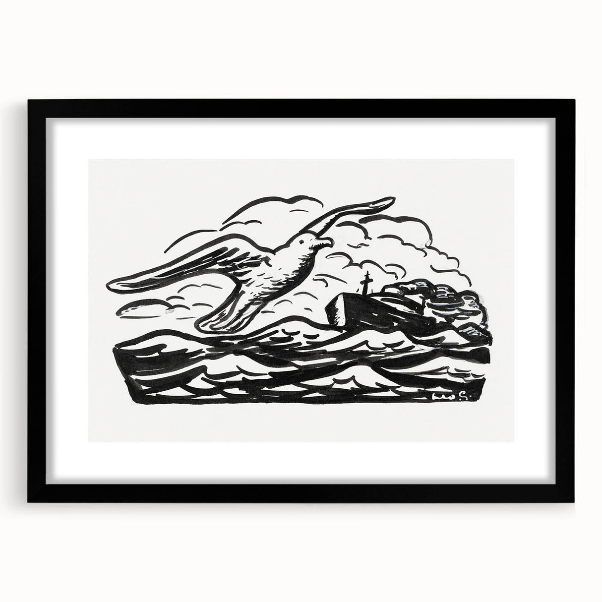 Expressionist Art - Seagull and Steamship at Sea by Leo Gestel