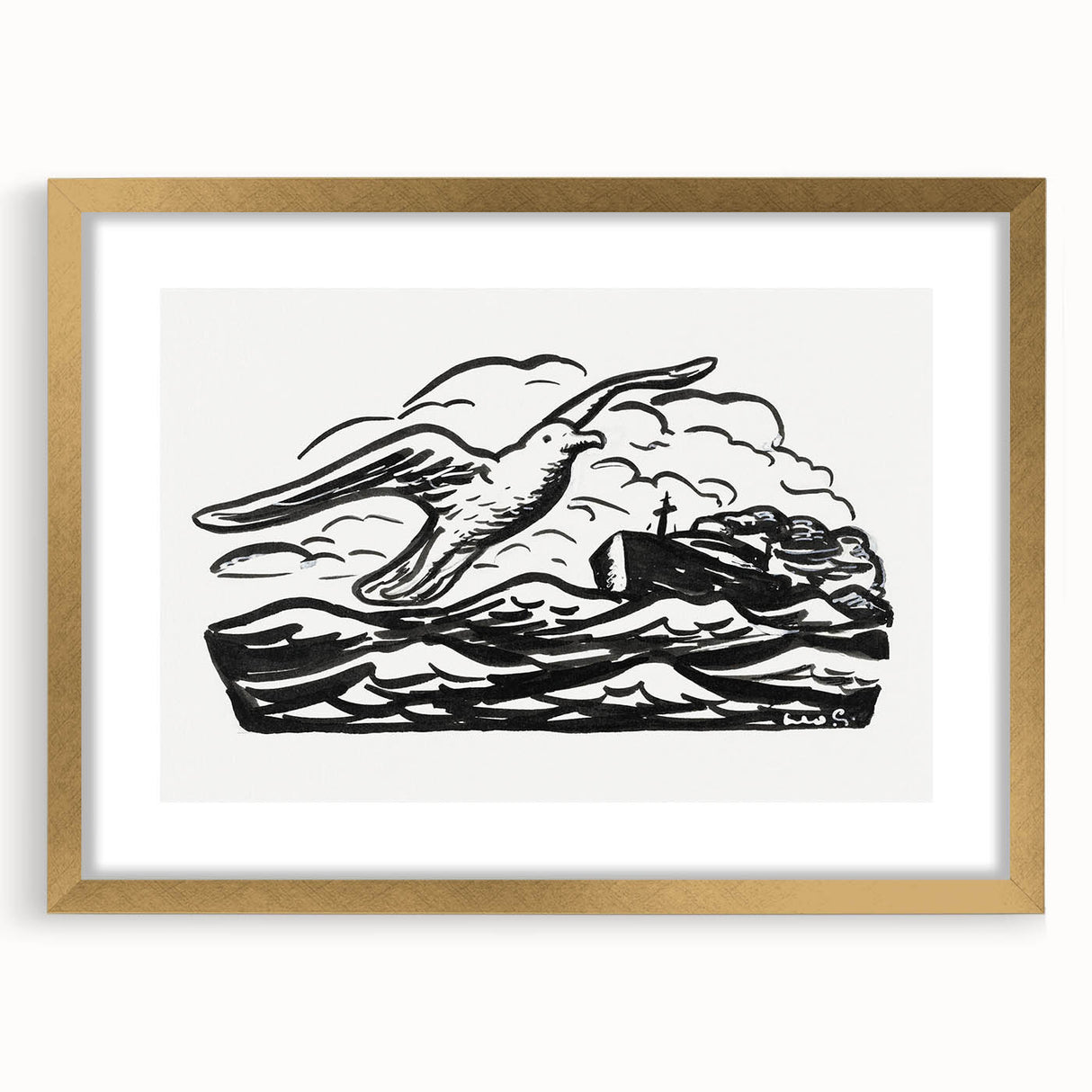 Expressionist Art - Seagull and Steamship at Sea by Leo Gestel