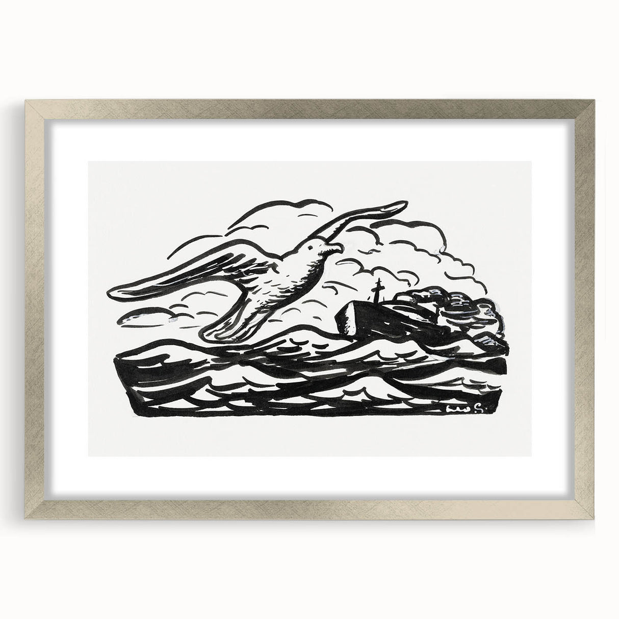 Expressionist Art - Seagull and Steamship at Sea by Leo Gestel