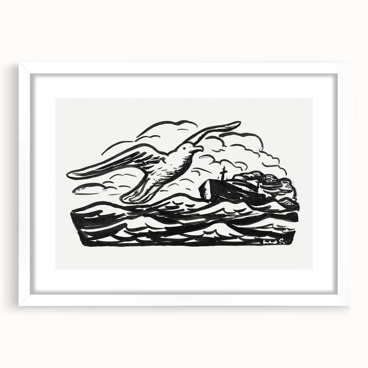 Expressionist Art - Seagull and Steamship at Sea by Leo Gestel