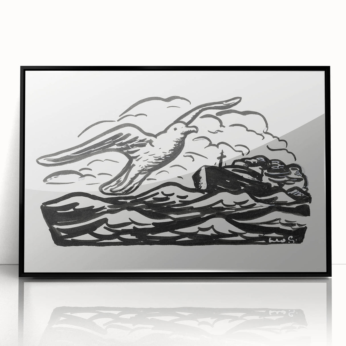 Expressionist Art - Seagull and Steamship at Sea by Leo Gestel