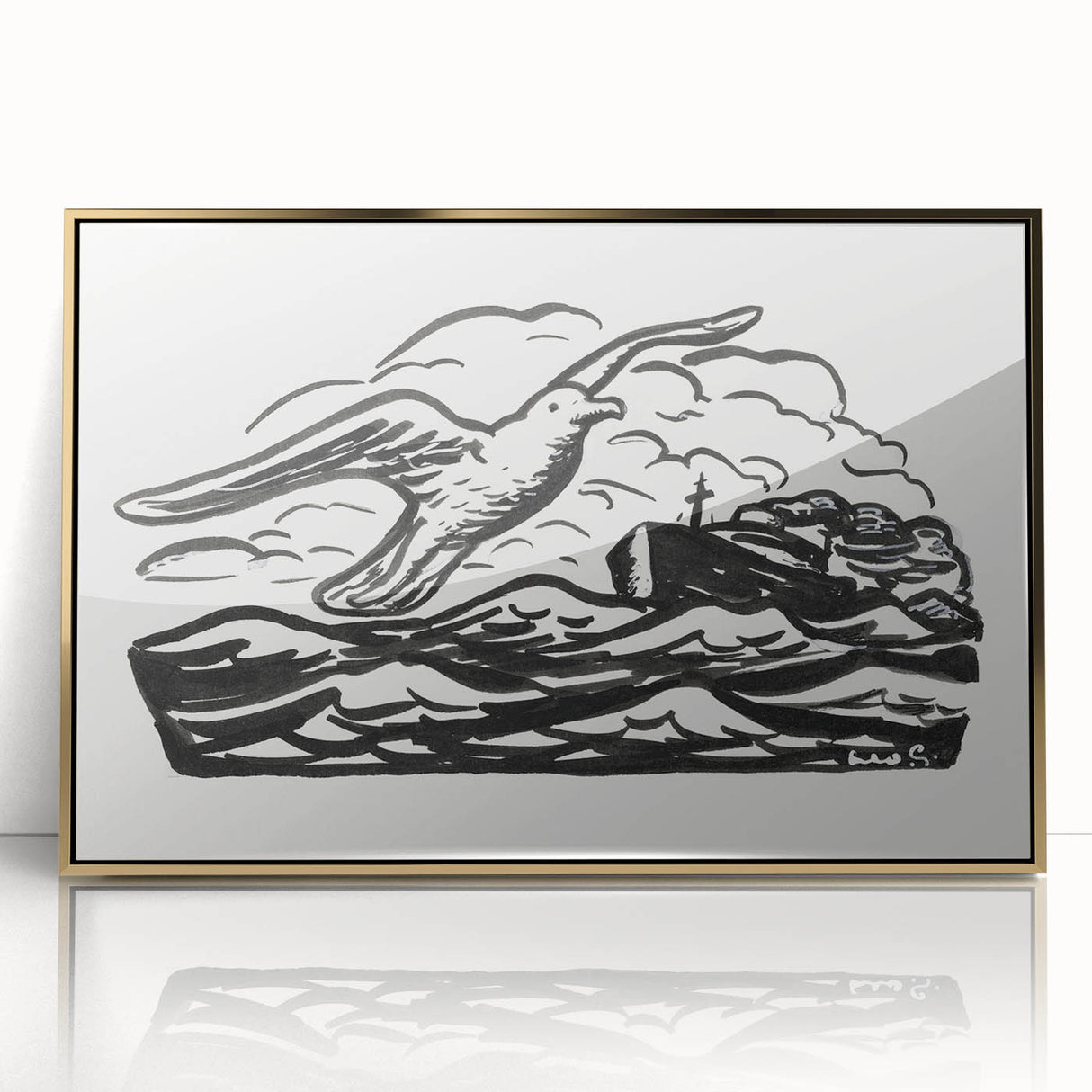 Expressionist Art - Seagull and Steamship at Sea by Leo Gestel