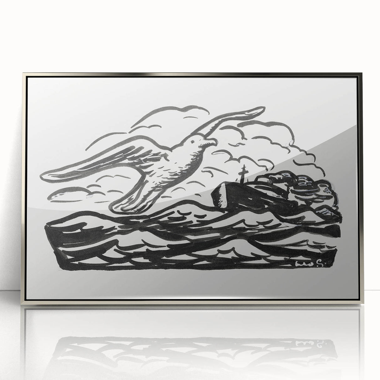 Expressionist Art - Seagull and Steamship at Sea by Leo Gestel