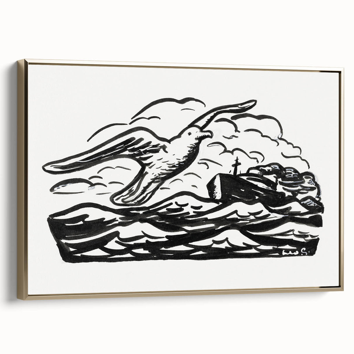 Expressionist Art - Seagull and Steamship at Sea by Leo Gestel