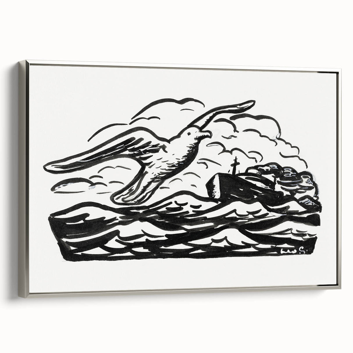 Expressionist Art - Seagull and Steamship at Sea by Leo Gestel