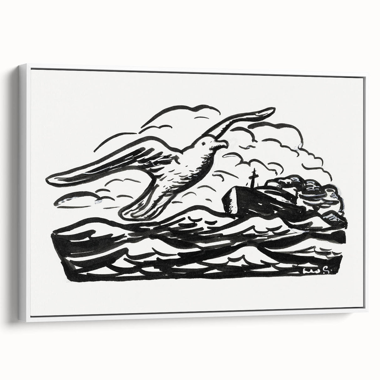 Expressionist Art - Seagull and Steamship at Sea by Leo Gestel