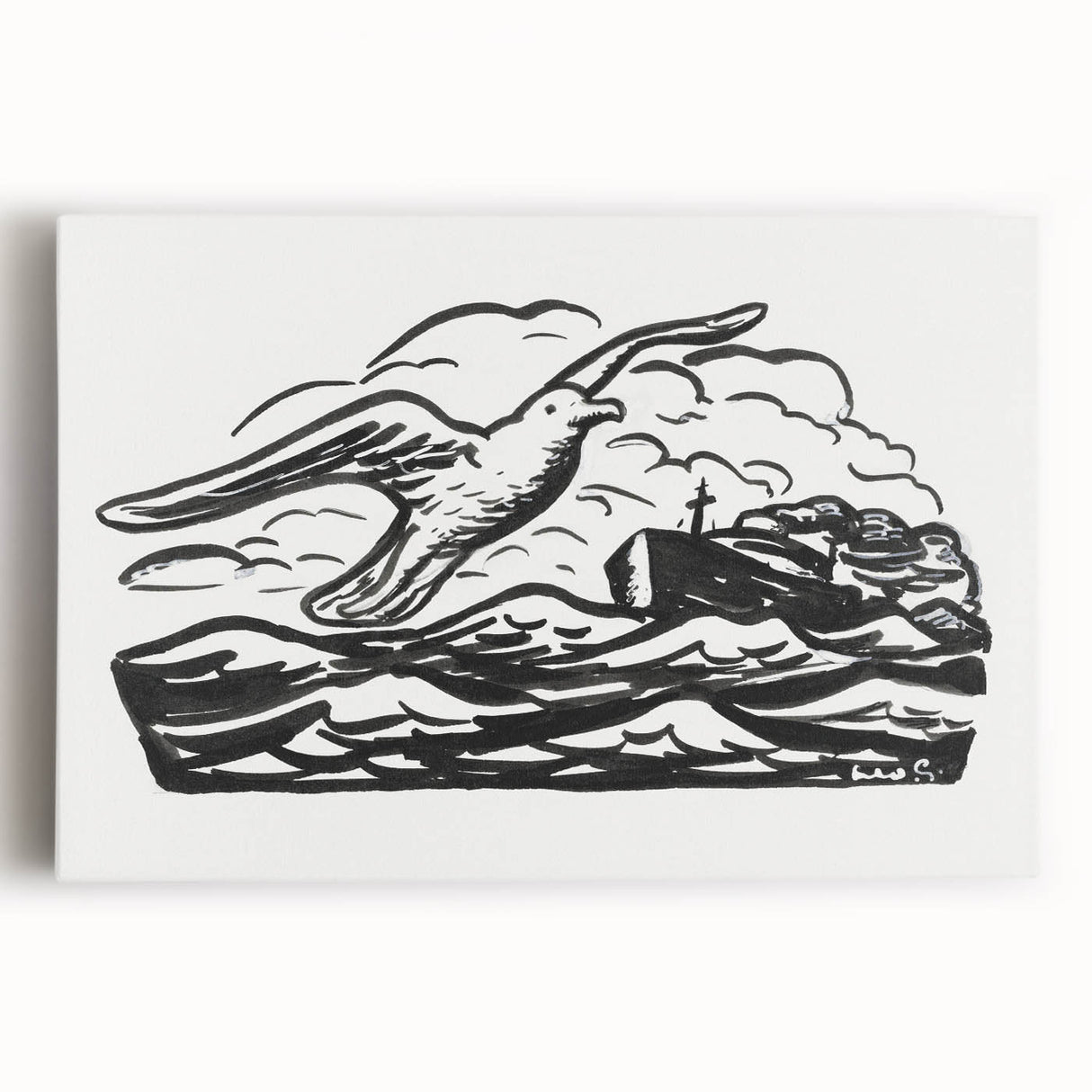 Expressionist Art - Seagull and Steamship at Sea by Leo Gestel