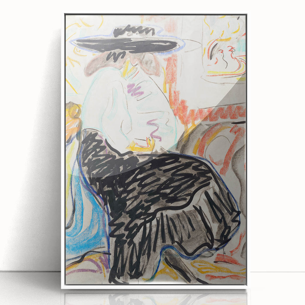 Abstract Expressionism Wall Art – Vibrant Seated Woman Artwork