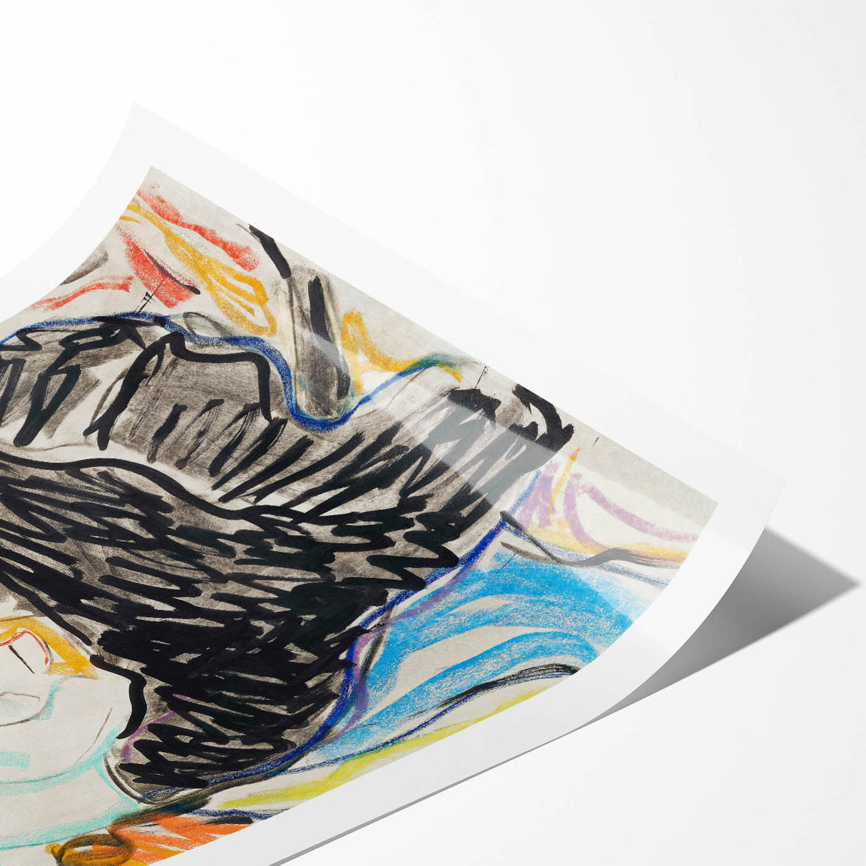 Abstract Expressionism Wall Art – Vibrant Seated Woman Artwork