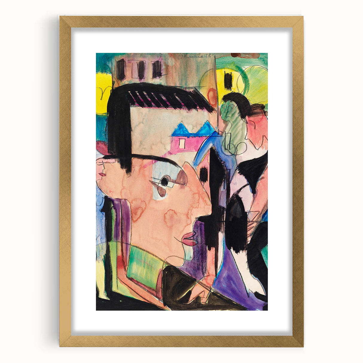 Expressionist Art - Vibrant Self-Portrait in Abstract Style