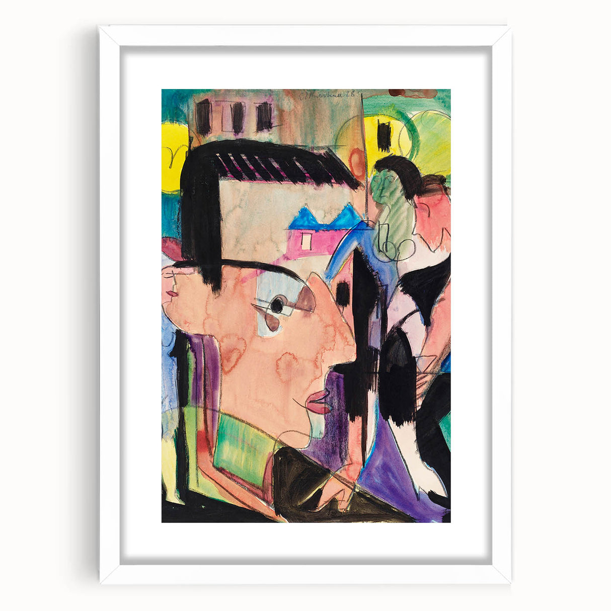 Expressionist Art - Vibrant Self-Portrait in Abstract Style