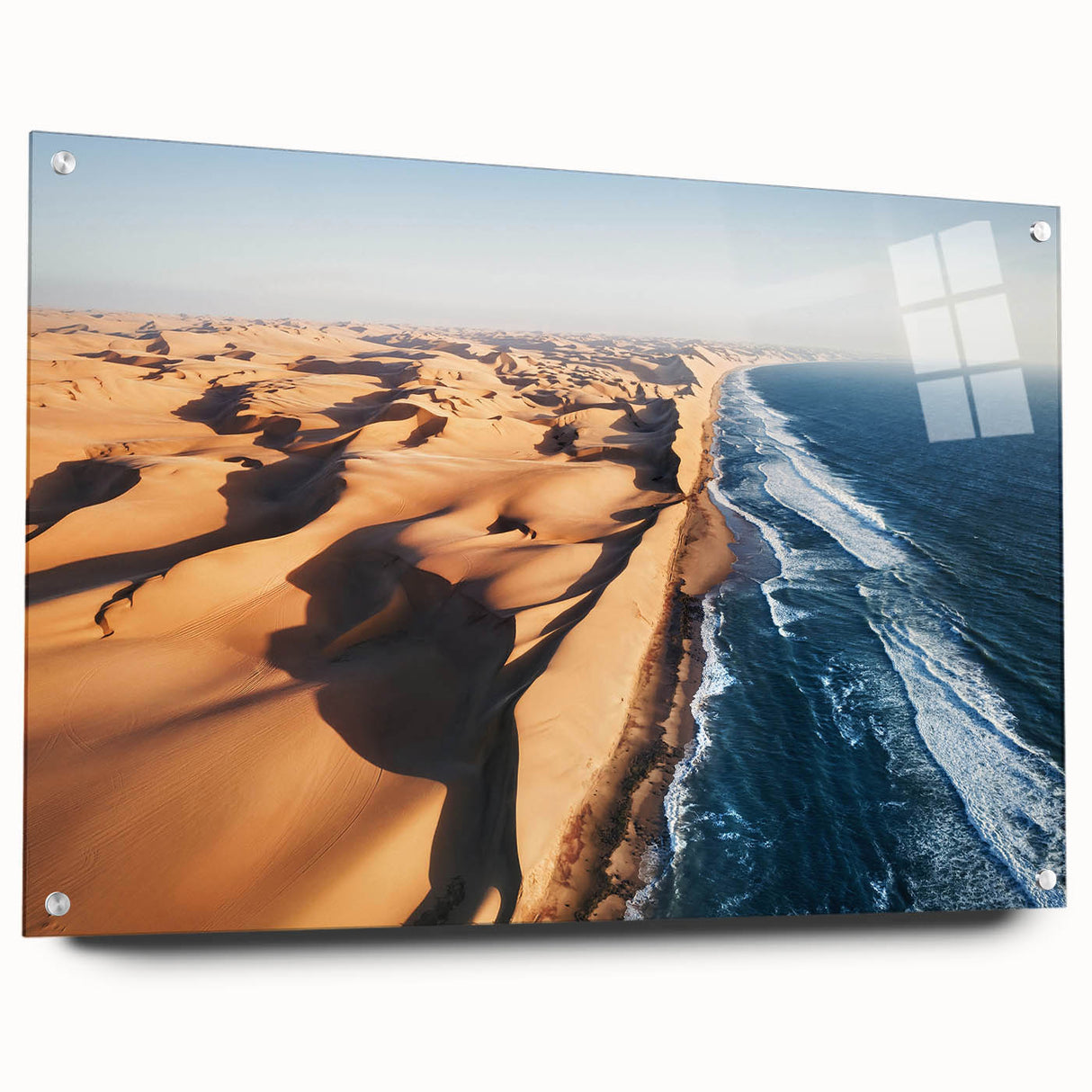 Acrylic print of a large abstract depiction of Namibia's scenery in earth tones, ideal for bedroom or dining room art.