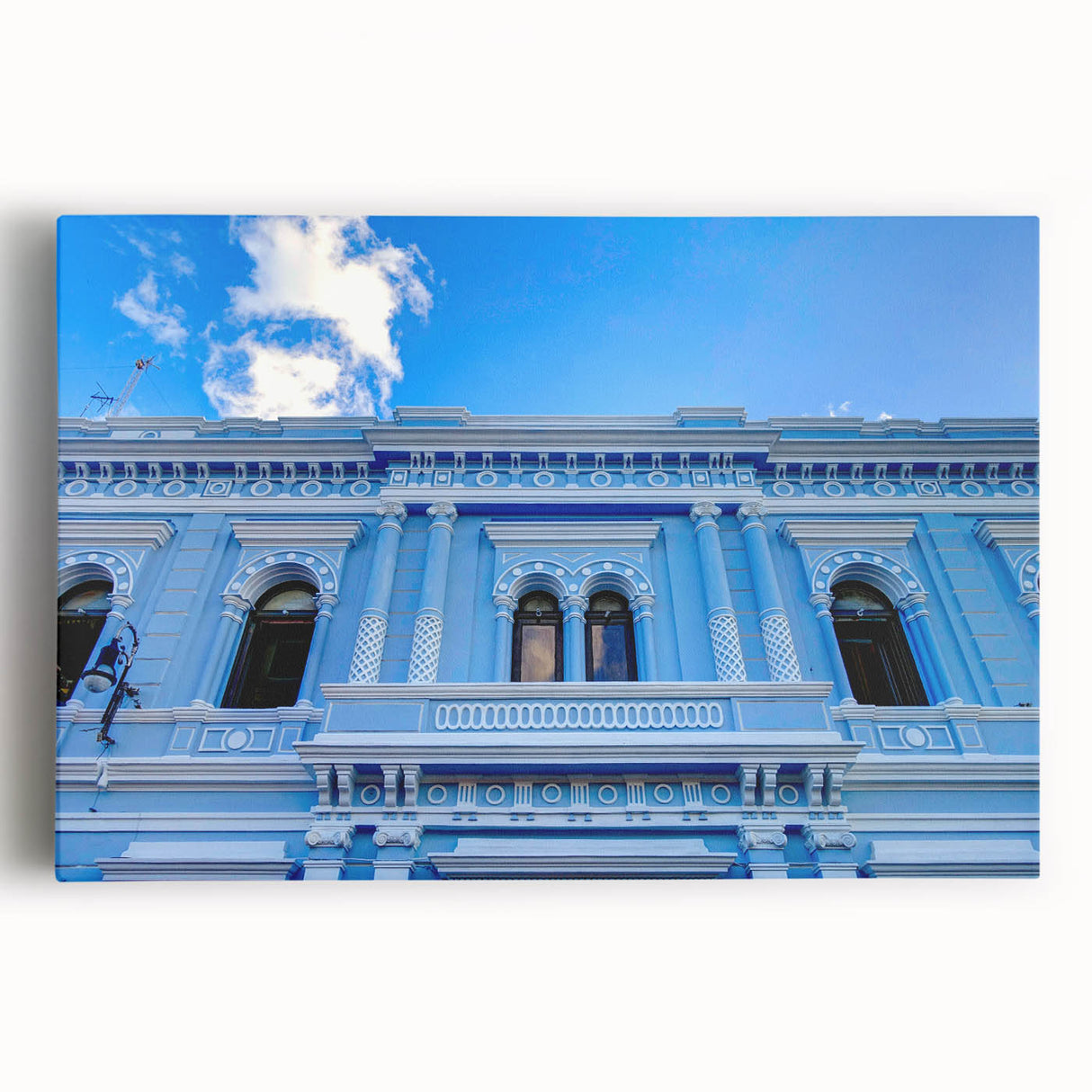 Black and white stretched canvas of Yucatan scenery, ideal for kitchen wall art.