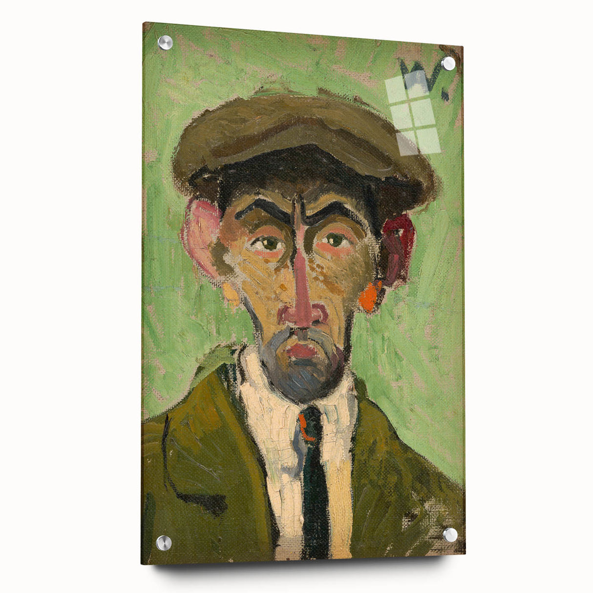Expressionist Art - Bold Self-Portrait with Green Tones