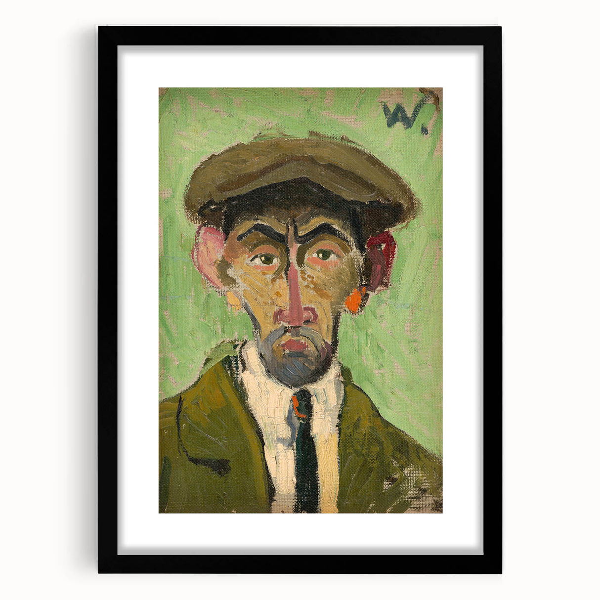 Expressionist Art - Bold Self-Portrait with Green Tones
