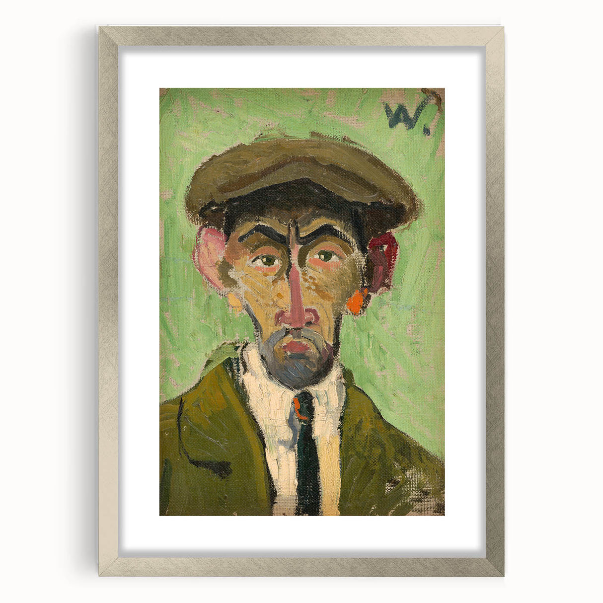 Expressionist Art - Bold Self-Portrait with Green Tones
