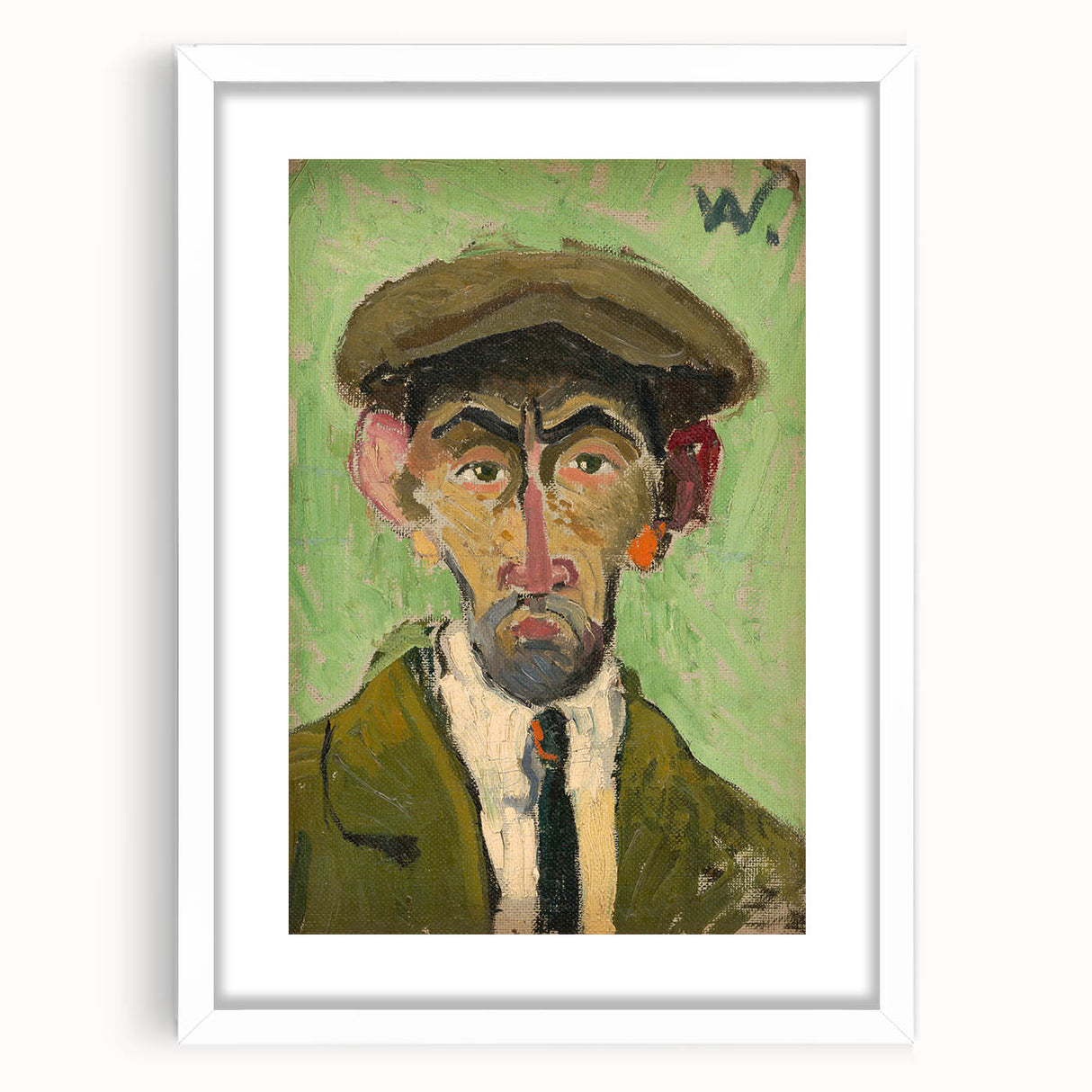 Expressionist Art - Bold Self-Portrait with Green Tones