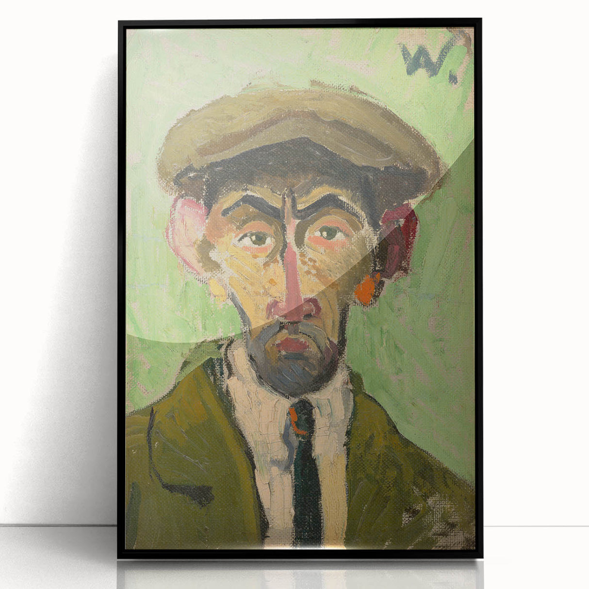 Expressionist Art - Bold Self-Portrait with Green Tones