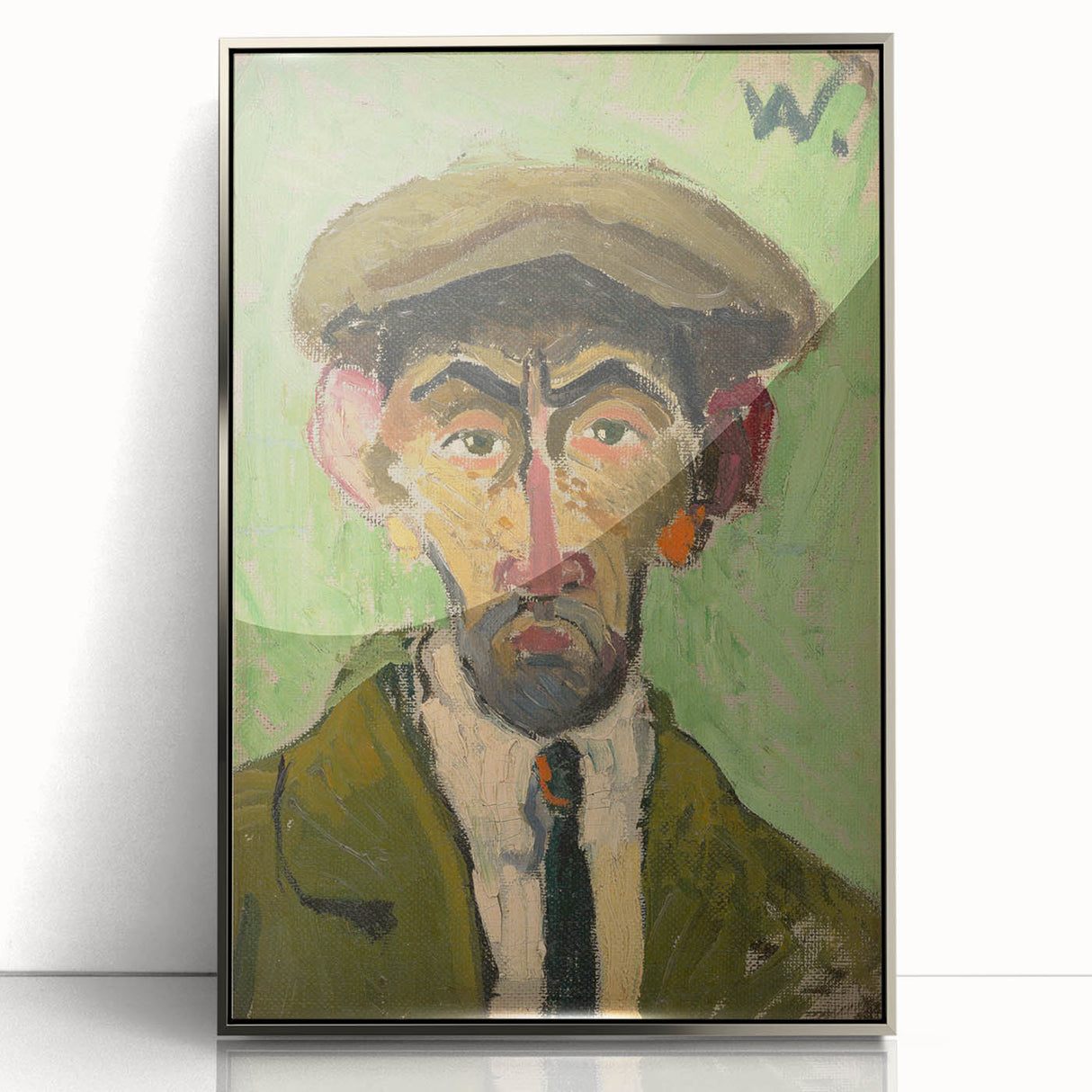 Expressionist Art - Bold Self-Portrait with Green Tones