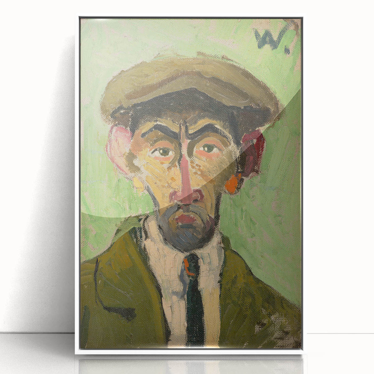 Expressionist Art - Bold Self-Portrait with Green Tones