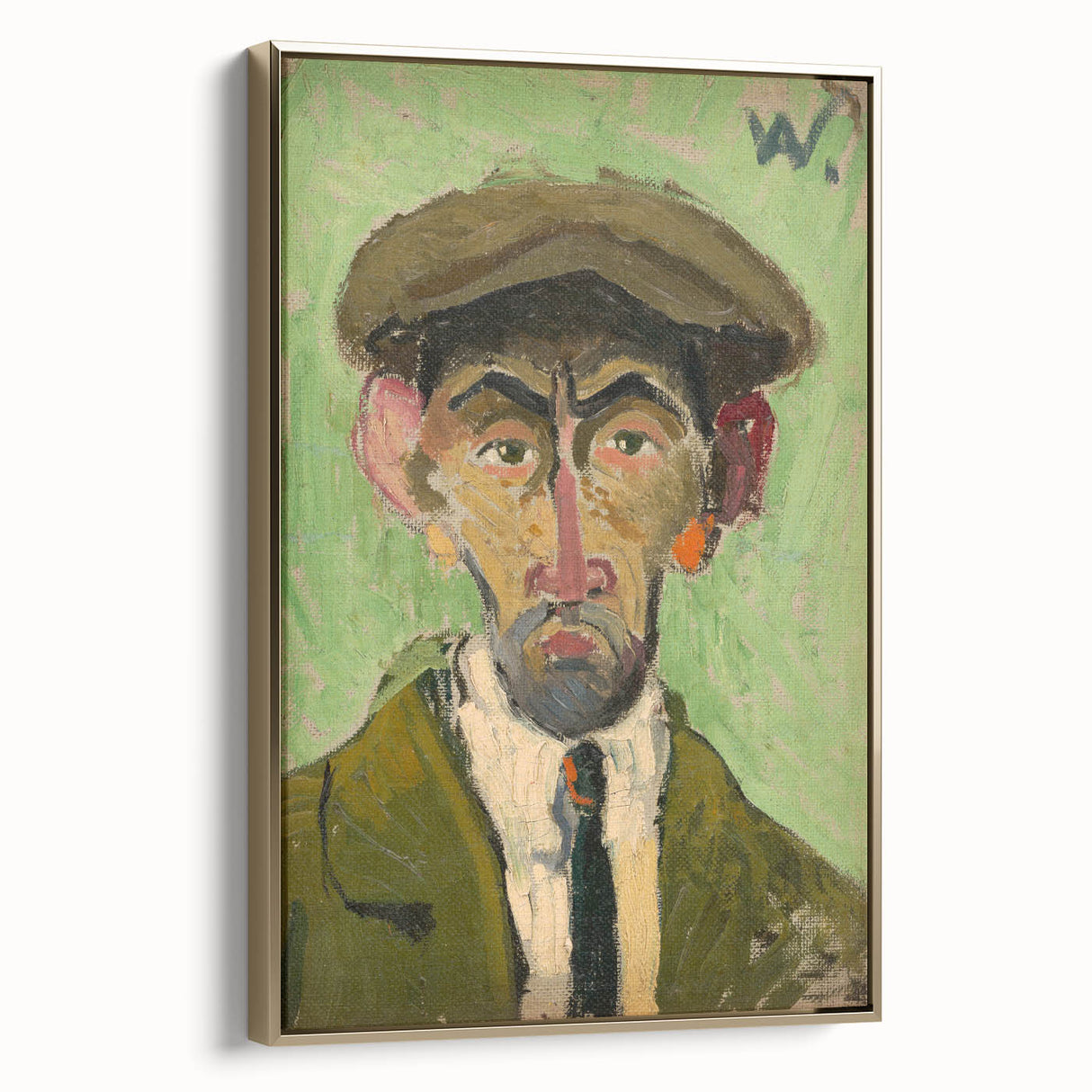 Expressionist Art - Bold Self-Portrait with Green Tones